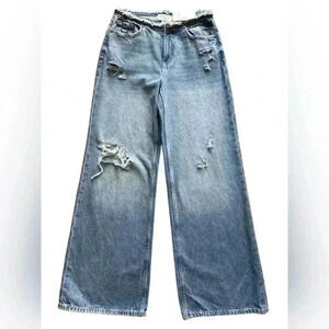 Arizona Jean Co Woman’s Low Rise Blue Baggy Wide Leg Jeans